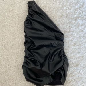 ZARA Ruched Faux Leather One Shoulder Top 🖤